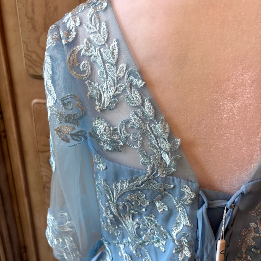 NEW, Blue Dress, Mother of the Bride, Gender Reveal, Chiffon, NWOT, Size L/14 - Picture 9 of 13